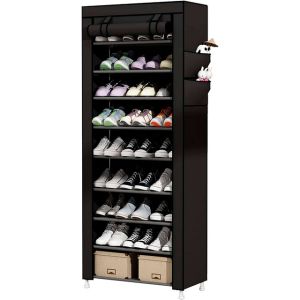 Armário para sapatos em tecido com portas nyana home 160x60x30 cm preto