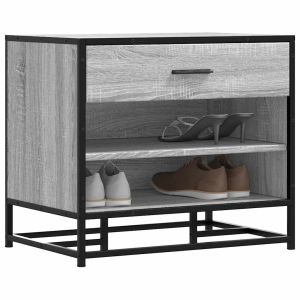 Banco para calçado sonoma 60x40x53,5 cm madeira metal cinzento wf735440
