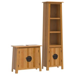 2 pcs conjunto móveis p/ casa de banho madeira de pinho maciça