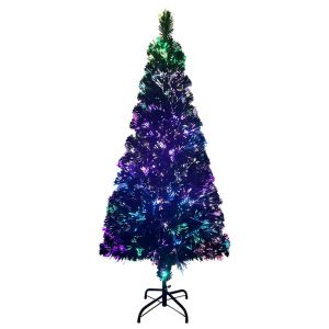 Árvore de natal artificial com suporte 180 cm fibra ótica verde pt2275