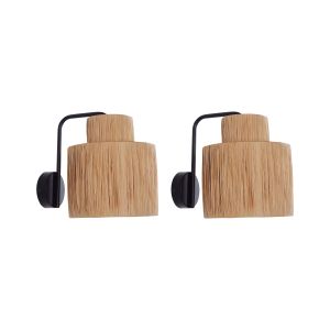 Conjunto de 2 candeeiros de parede shinfa vime natural
