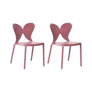 Conjunto de 2 cadeiras de jardim larissa empilhável rosa
