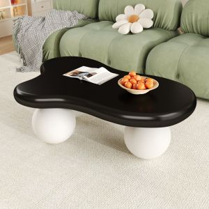 Mesa de centro com LED mdf preto e branco 32x95x62,5cm