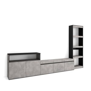 Conjunto de móveis tv, 310x35x186cm, cimento rf3165