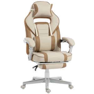 Cadeira gaming 63x63x123 cm pu color beige Homcom