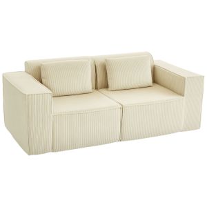 Sofá 3 lugare 202x90x76 cm pana color beige Homcom, casa - sófas
