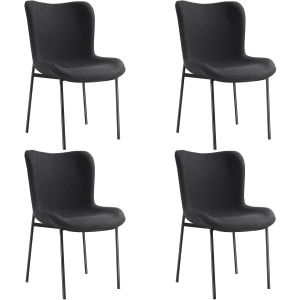 4 cadeiras de sala de jantar tejido acolchoado 54 x 62 x 90 cm preto/preto