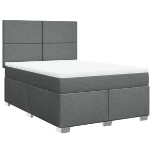 vidaXL cama box spring con colchón tela gris oscuro 160x200 cm