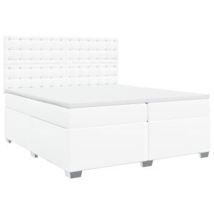 vidaXL cama box spring con colchón cuero sintético blanco 200x200 cm