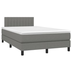 vidaXL cama box spring con colchón tela gris oscuro 120x190 cm
