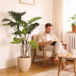 Planta artificial monstera 120cm castanho e verde - naturing monde