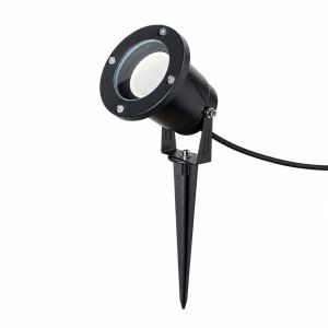 Foco de jardim exterior com espeto ferro preto gu10 ip65 orientável