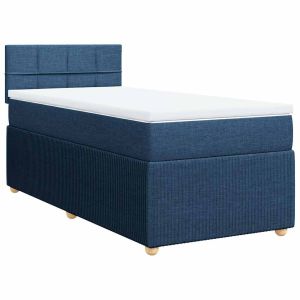 vidaXL cama box spring con colchón tela azul 90x190 cm