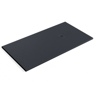 Placa duche resina | válvula e grelha preto | preto | 70cm x 110cm
