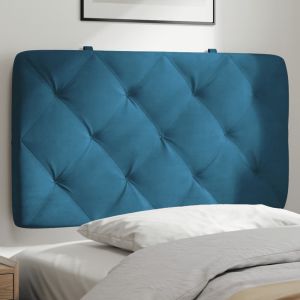 Almofadão de cabeceira 90 cm veludo azul ptob1858