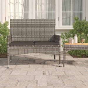 Banco de jardim de 2 lugares com almofadões vime pe cinzento pbk627039