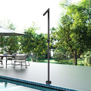 Chuveiro para piscina oklhaoma em aço inox preto fosco | poolimex