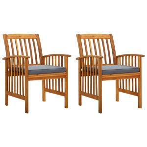 Cadeiras de jantar p/ jardim 2 pcs c/ almofadões acácia maciça