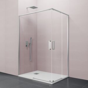 Divisória angular eleven prata 95x70- 2fixos+2deslizantes-anticalcário