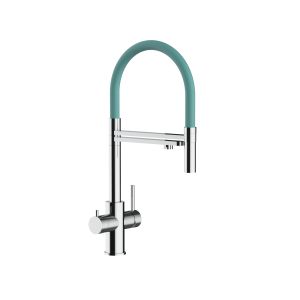 Torneira de cozinha 5 vias aço inoxidável chuveiro 2 jatos, polido/tiffany