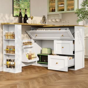 Mesa de bar extensível com arrumação em mdf branca 138 a 204 x 39 x 105 cm