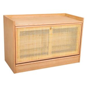 Banco sapateiro em mdf e grelha, castanho, 80x38x53 cm