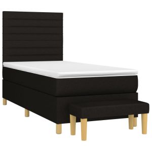 vidaXL cama box spring con colchón tela negro 90x200 cm