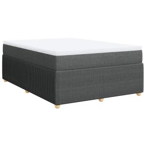 vidaXL cama box spring con colchón tela gris oscuro 140x200 cm
