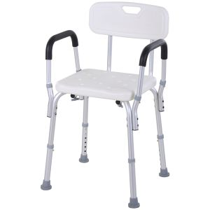 Cadeira para duche liga de alumínio e pe branco 51,5x51,5x71-84 cm