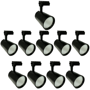 10x spotlight LED rail 30w, branco 4200k, 3000 lm, 220v monofásico, preto