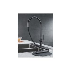 Torneira de cozinha monocomando extraível em preto mate da série berna