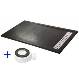 Base de duche premium preta 90x140 resina + válvula + grelha (140x90)