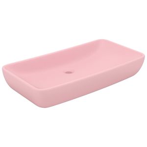 Lavatório luxuoso retangular 71x38 cm cerâmica rosa mate
