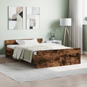 Cama c/ painéis de cabeceira e pés carvalho fumado