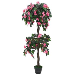 Planta rododendro artificial com vaso 155 cm verde e rosa ergft5923