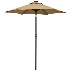 Guarda-sol jardim c/ LEDs 200x211 cm alumínio cinza-acastanhado ergft5656
