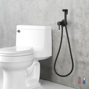 Kibath torneira de wc intimate hygiene 2 águas preta fosca feita de latão