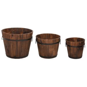 Conjunto de vasos em cubo de madeira vidaxl 3 peças madeira de abeto maciça