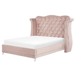 Cama veludo ayette 180 x 200 cm rosa pastel