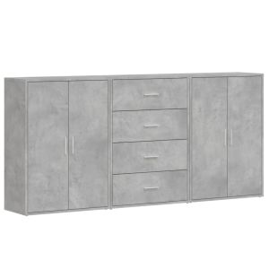 Buffet muito - helloshop26 - 3 pcs - madeira de engenharia - cinza concreto