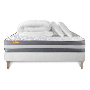 Pacote de cama completo - colchão 200x200 cm + estrado de molas com ripas (