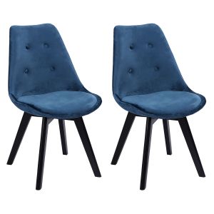 Conjunto de 2 cadeiras de veludo azul nora com almofada