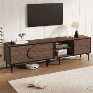 Móvel de tv com 3 portas nogueira escura 49x180x35cm