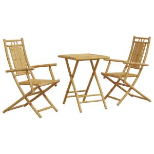 vidaXL juego de mesa y sillas de jardín 3 piezas bambú