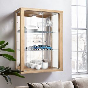 K-möbel armário suspenso cristal faia (80x60x25 cm) com LED e espelho