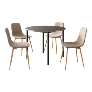 Conjunto de jantar lindesberg mesa de jantar redonda  4 cadeiras cinzento