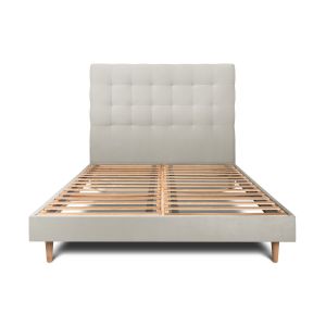 Cama de 135x190 cm com cabeceira estofada - tecido de veludo - taupe