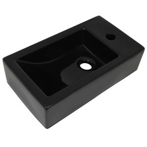 Lavatório c/ orifício p/ torneira cerâmica preto 46x25,5x12 cm