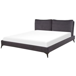 Cama veludo melle 180 x 200 cm cinzento escuro