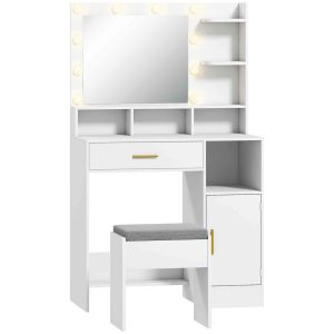 Toucador 80x40x135 cm color blanco Homcom, casa - quarto
